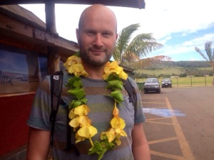 Me with a garland of flowers